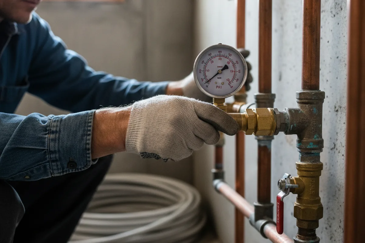 Pressure testing a repaired line during Water Line Repair in Taylor